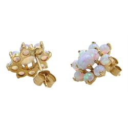  Pair of flower set opal earrings stamped 375  