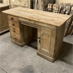 Victorian pine twin pedestal desk, recta