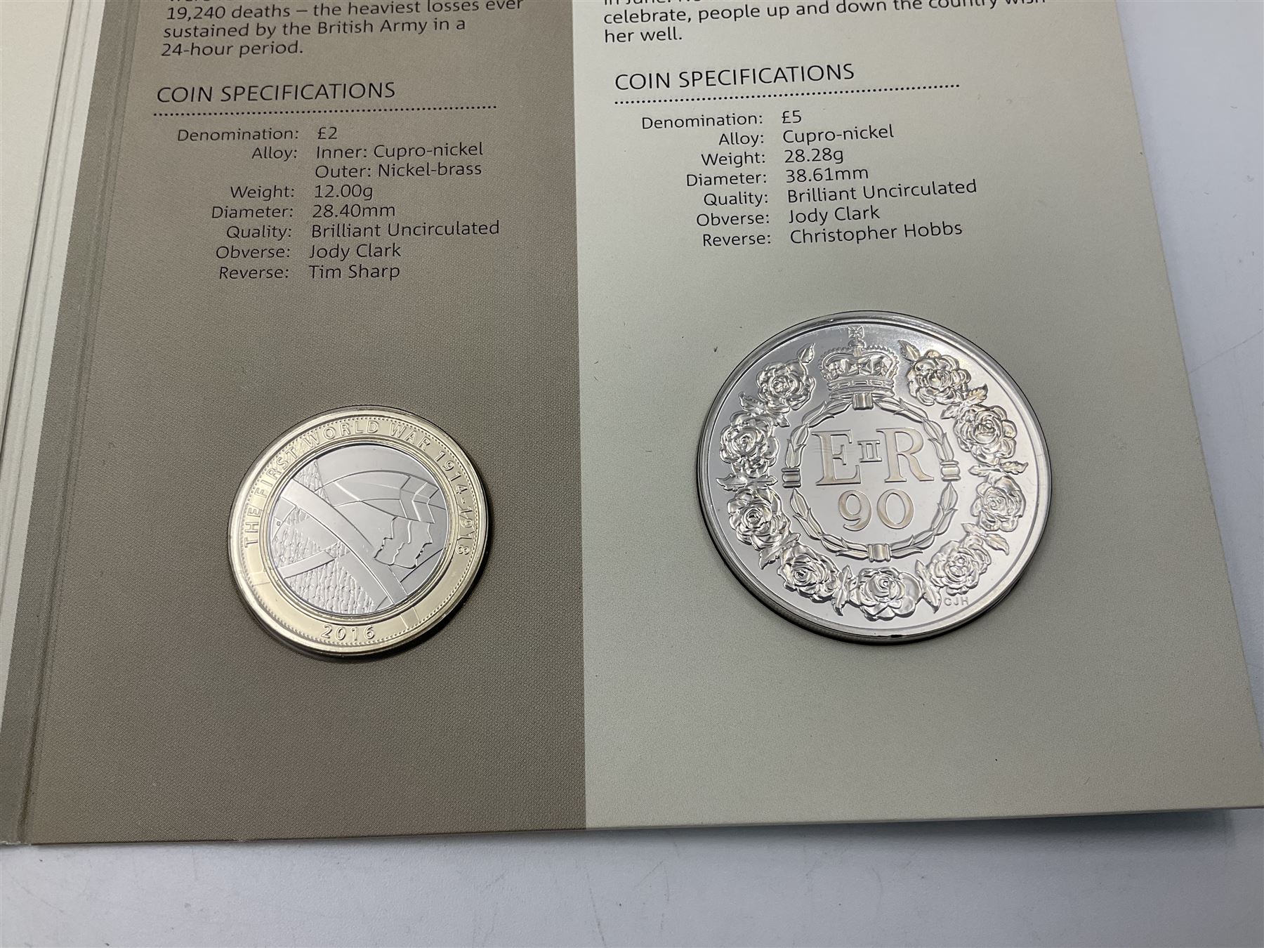 Two The Royal Mint United Kingdom Annual Coins Sets, dated 2015 and 2016, both in card folders with certificates