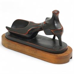 After Henry Moore (British 1898-1986): 'Reclining Figure', terracotta maquette sculpture, base marked with affixed catalogue label inscribed 'Reclining Figure: 1945 Archive 0041731', W21cm H12cm
