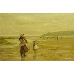  Tom Seymour (British 1844-1904): Fisher Folk on the Beach at Robin Hoods Bay, oil on canvas signed 40cm x 60cm  