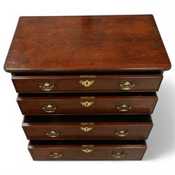 Small Georgian mahogany chest of drawers with four long graduated drawers with swan neck handles on ogee feet