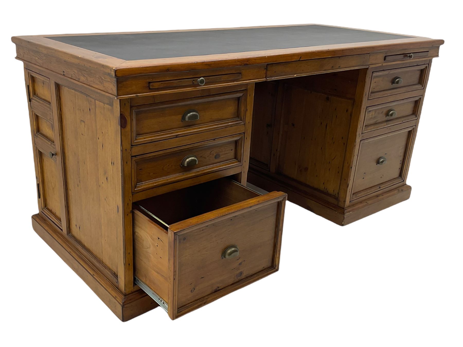 Barker & Stonehouse - Villiers reclaimed eastern pine twin pedestal desk, faux leather inset top