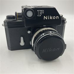 Nikon F Photomic camera body, serial no. 6543350, circa 1964, with 'Nikon NIKKOR-H Auto 1:2 f=50mm' lens, serial no. 1002112