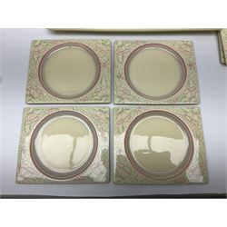 Clarice Cliff Biarritz part dinner set, circa 1930, for Royal Staffordshire, of rectangular form, decorated with bluebells, to include one serving plate, six dinner plates, three side plates, etc, printed mark beneath with reg no 784849 (17)