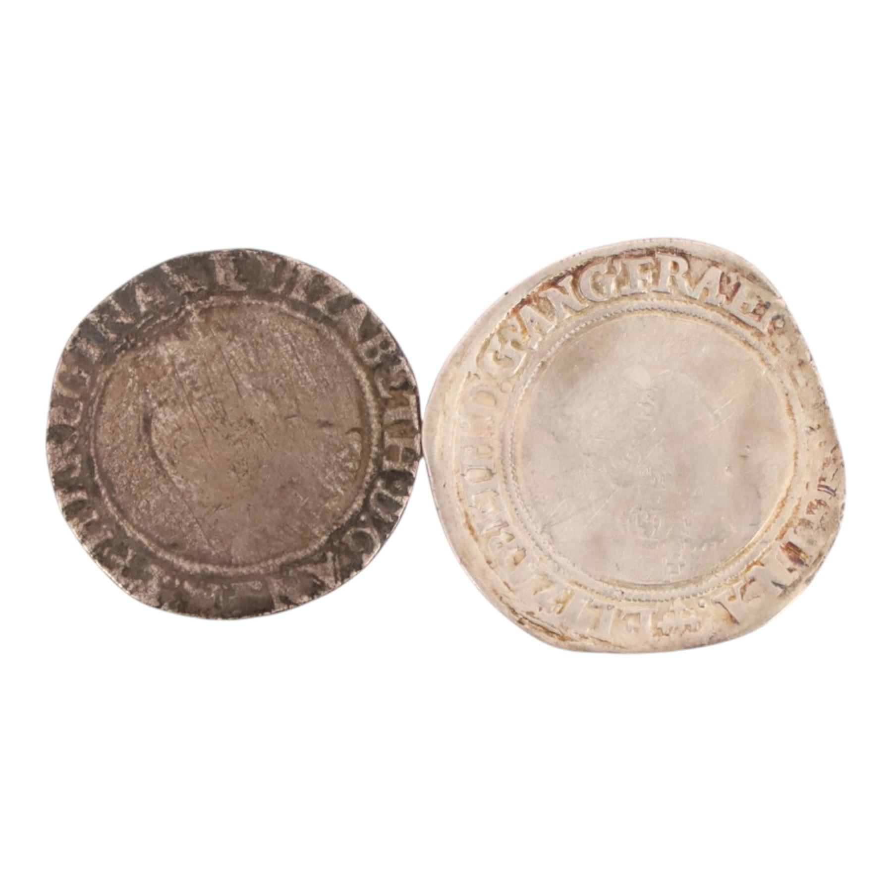 Two Elizabeth I silver one shilling coins