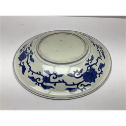 Two 19th century Japanese Imari pattern oval charger together with another circular Imari charger, circular charger D31cm 