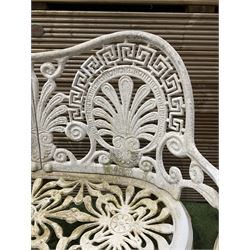 Cast iron and aluminium, white painted garden bench and two chairs - THIS LOT IS TO BE COLLECTED BY APPOINTMENT FROM DUGGLEBY STORAGE, GREAT HILL, EASTFIELD, SCARBOROUGH, YO11 3TX