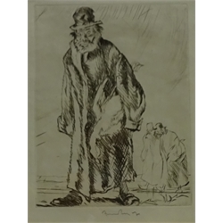  Sir Frank Brangwyn (British 1867-1956): 'Bringing Home the Christmas Goose', etching signed in pencil 20cm x 15cm Notes: produced for book 'L'Ombre de la Croix' by J Tharaud Paris 1931, describing the lives of Jews in Europe at that time  