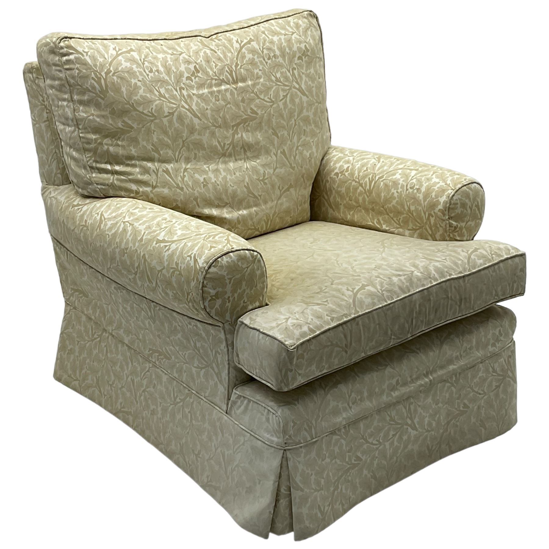 Multi-York - traditionally shaped armchair, upholstered in oak leaf and acorn patterned fabric
