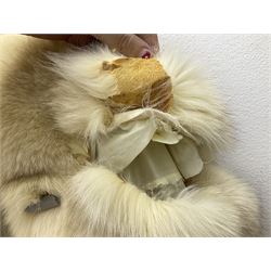 White Arctic Fox fur coat with loop fasteners 