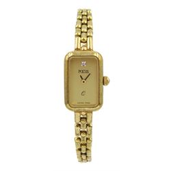 Focus ladies 9ct gold quartz wristwatch, on 9ct gold bracelet
