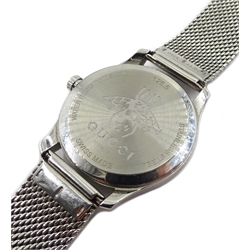 Gucci G-Timeless ladies stainless steel bracelet wristwatch, mother of pearl dial, quartz movement, model No.126.5