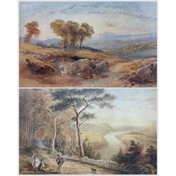 Attrib. Thomas Miles Richardson II (British 1813-1890): Path Over the Grasslands, watercolour unsigned 23cm x 33cm; English School (Mid 19th century): Picnic Beside the River, watercolour faintly signed with monogram 'WA', 21cm x 29cm (2)