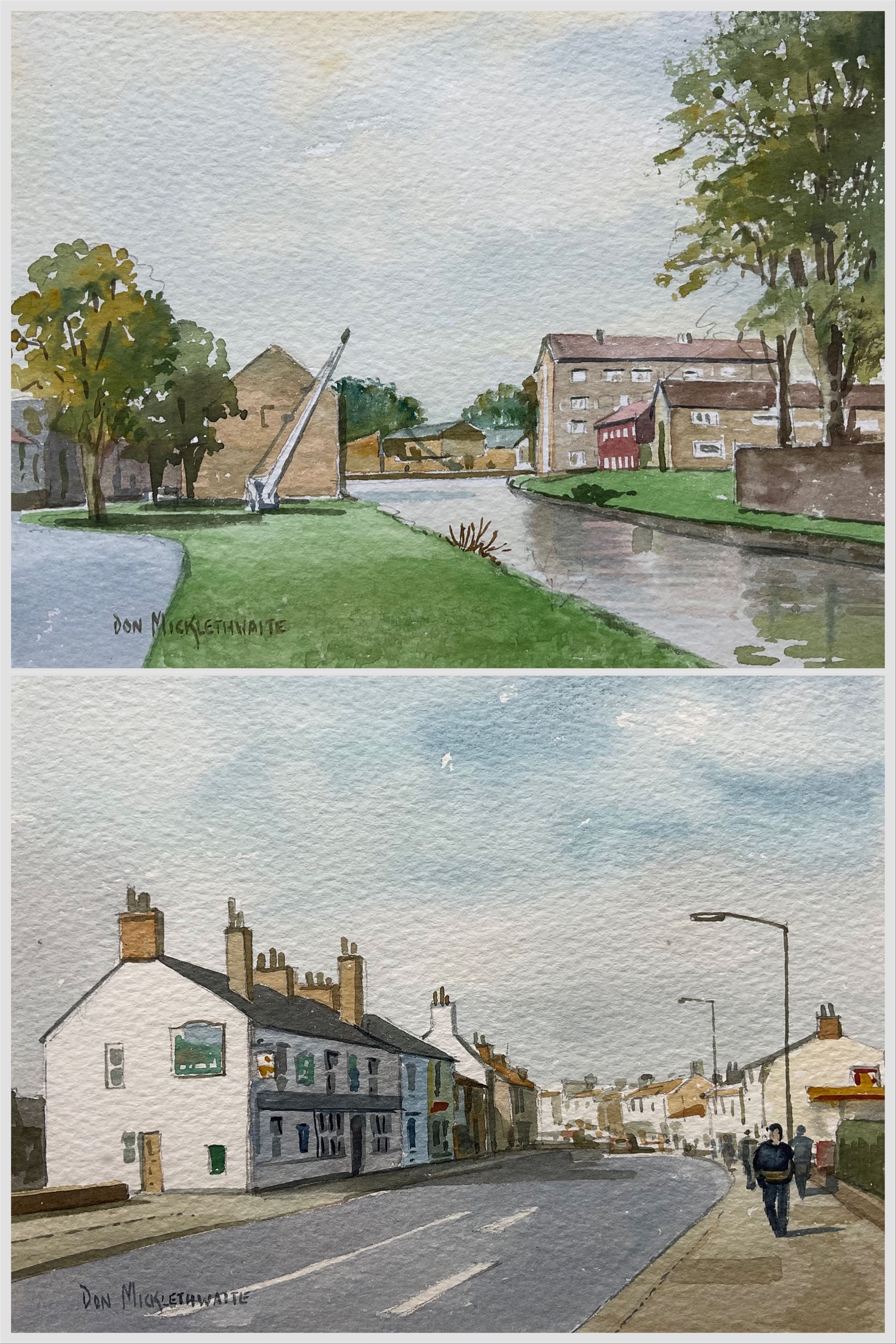 Don Micklethwaite (British 1936-): 'Driffield Canal' and 'Middle Street - Driffield', pair watercolours signed 16cm x 21cm (2)