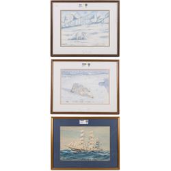 Major William Lacy (British 20th Century): Fully Rigged Ship at Sea 'On Hunger Patrol' and...