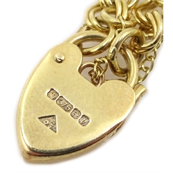  9ct gold heart lock bracelet, hallmarked  