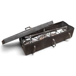 Set of four Remo Roto Toms, with Weather King CS batter heads and chrome tension frames, contained within a fitted carrying case