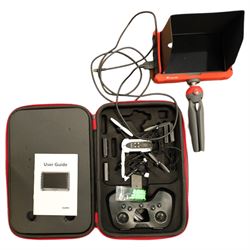 Parrot drone, with spare batteries; Lilliput field monitor with batteries (2)