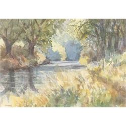 Andrew Warnes (East Riding 20th Century): 'Skidby Windmill' 'Burton Agnes Church' 'River Derwent' and another, set of four watercolours signed, mostly titled verso max 35cm x 25cm (4)