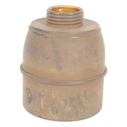 1940's French Army gasmask in canvas bag, together with pre 1938 gas mask filter, the filter marked S.E.C.M.P. 36-2 A.C 34 403 S.E.C.M.P 36-4 