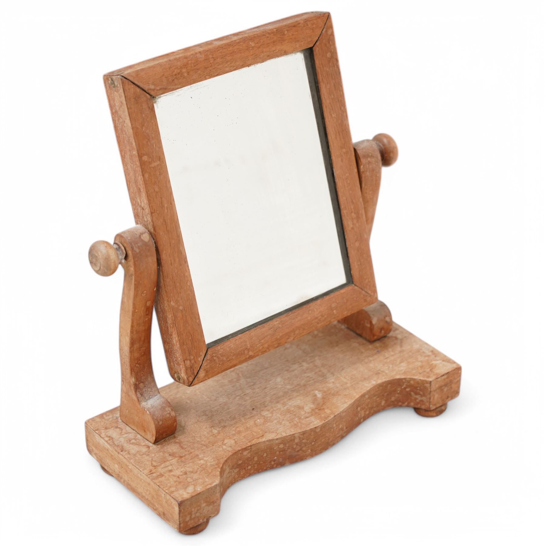 Late 19th century mahogany two-cylinder adjustable wool winder on metal stand H112cm and a Victorian swing toilet mirror (2)