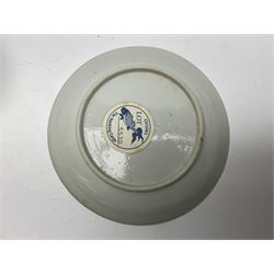 Chinese Nanking cargo tea bowl and saucer, circa 1740s/1750s, decorated with pine tree pattern within diaper borders, with certificate of authenticity and Christie's The Nanking Cargo sale label to base, saucer D11.5cm