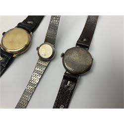 Tudor Royal 9ct gold ladies wristwatch, on expanding gilt bracelet, Gillex silver wristwatch, on silver bracelet, two early 20th century silver wristwatches and one other gilt wristwatch, all manual wind movements