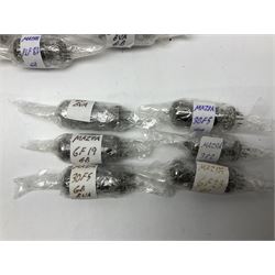 Collection of Mazda thermionic radio valves/vacuum tubes, including EH90, U26, PCF84, U26 approximately 55
