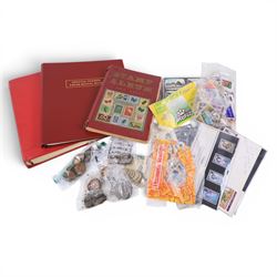 Great British and World coins and stamps, including commemorative two pound and fifty penc...