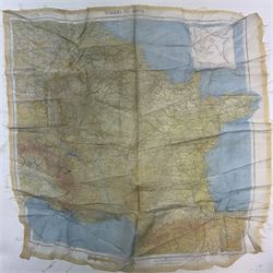WWII British Parachute Regiment Escape and Evasion Silk Map, covering 'Zones of France', second edition H51cm