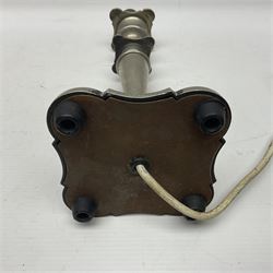 Pair of Corinthian column candlesticks, and a silver plated lamp, candlesticks H26cm