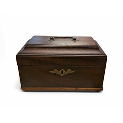 19th century mahogany tea caddy, H14cm
