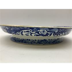 19th century blue and white Italian pattern cheese comport, unmarked, probably Spode 