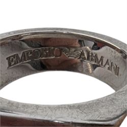 Two gentleman's Armani silver rings (boxed) and Links of London two dial travelling clock (cased)