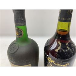 Mixed alcohol including, Carte Noire Cellien des Dauphins 1990 red wine, 75cl 13.5% vol, Dujardin Golden Keys blended grape brandy, contents and unknown proof, Special Reserve fine Scotch whisky, 1l, 43% vol and two others of various contents and proof 