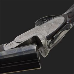 Giovanelli-engraved 12 bore double trigger side plate boxlock ejector, side by side double barrel shotgun with 69cm (27