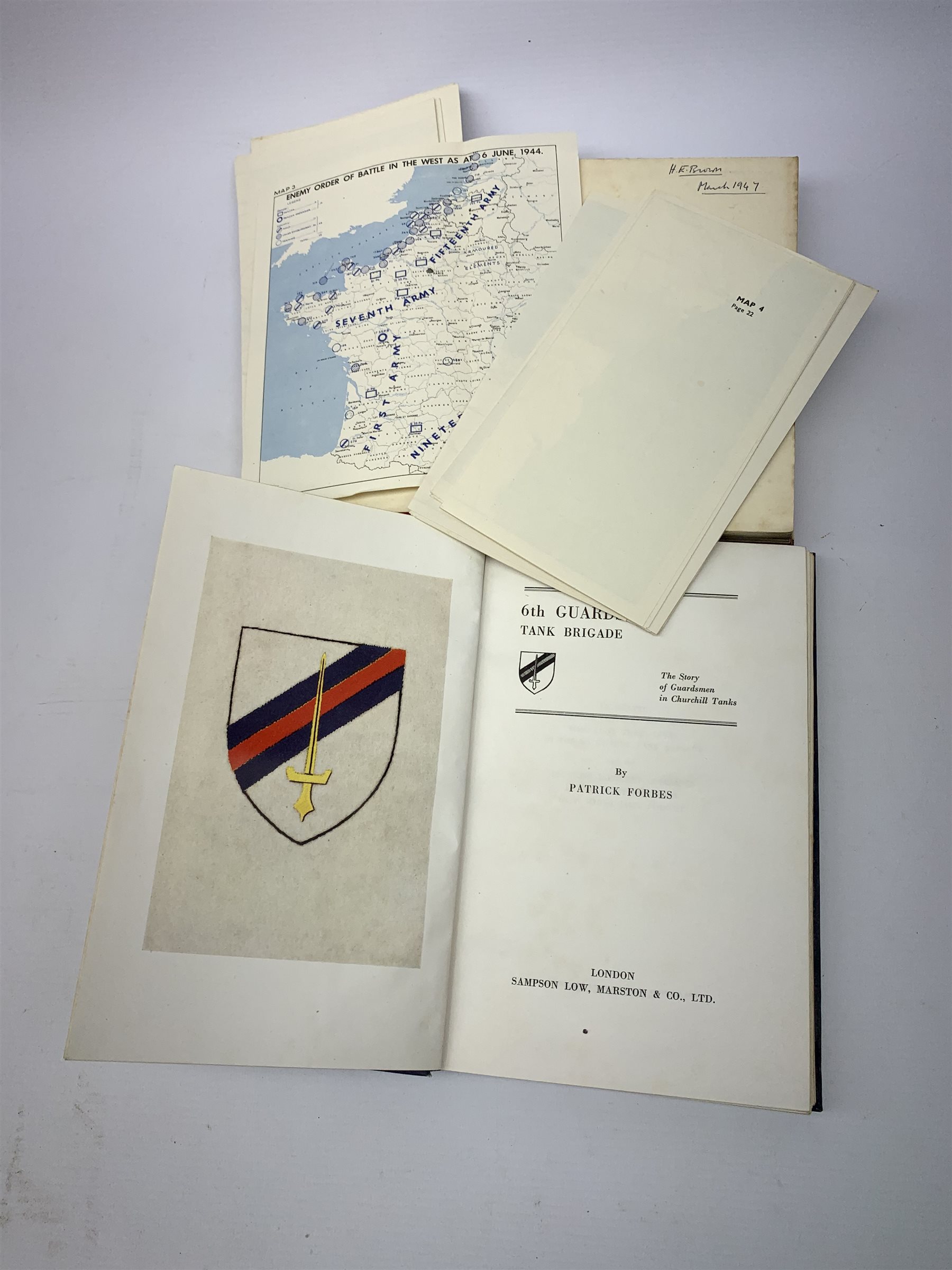 Field Marshal The Viscount Montgomery of Alamein: Normandy to the Baltic. c1946. Complete with forty-six plans and three diagrams in pockets front and rear; Eisenhower Dwight D.: Crusade in Europe. 1948; Butcher Harry C.: Three Years With Eisenhower. 1946; and Forbes Patrick: 6th Guards Tank Brigade. The Story of Guardsmen in Churchill Tanks (4)