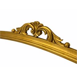 Gilt framed arch top over mantle mirror 