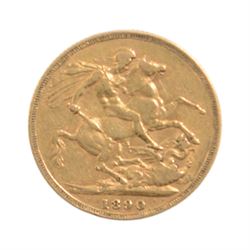 Queen Victoria 1890 gold full sovereign coin
