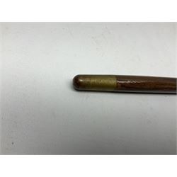 Art Deco style Italian 'Rivestito' covered silver walking stick handle, modelled in the form of a swan, stamped 'R', upon a silver collar hallmarked Birmingham 1986, makers mark DH-L, and hardwood shaft, L96cm

Provenance by vendor repute: 
This walking cane comes from a private collection amassed by the current vendors mother who was an Antique dealer specialising in walking sticks, working at the Portobello Road Antique Market in London for over forty years. 
In 1988 the prop crew from LWT (now ITV) visited Portobello Road looking for, amongst other items, a signature stick for David Suchet to use in his portrayal of Agatha Christie's Poirot. 
At the time this particular walking stick was one of five in possession. The prop crew chose and purchased another of the five which was then used by Suchet throughout all seventy episodes of the much loved series. 
Following the conclusion of the series Suchet was gifted his particular cane, which has been loaned to and can now be seen at the Agatha Christie Gallery at the Torquay Museum. 
