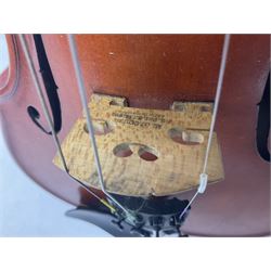 Stanley Harrison full size violin in a ridged case Harrison was a local luthier who lived in Howden (Yorkshire) Full length 60cm, back length 36cm