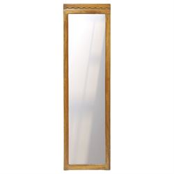 In the manner of  Yorkshire Critters - oak framed rectangular wall mirror, plain frame wit...
