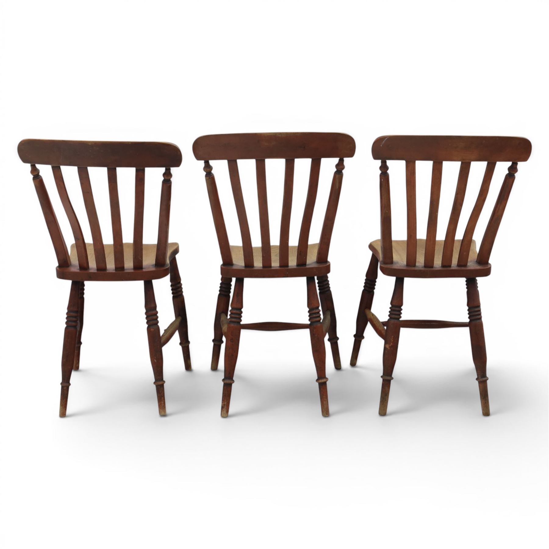 Six 19th century and later elm and beech farmhouse chairs