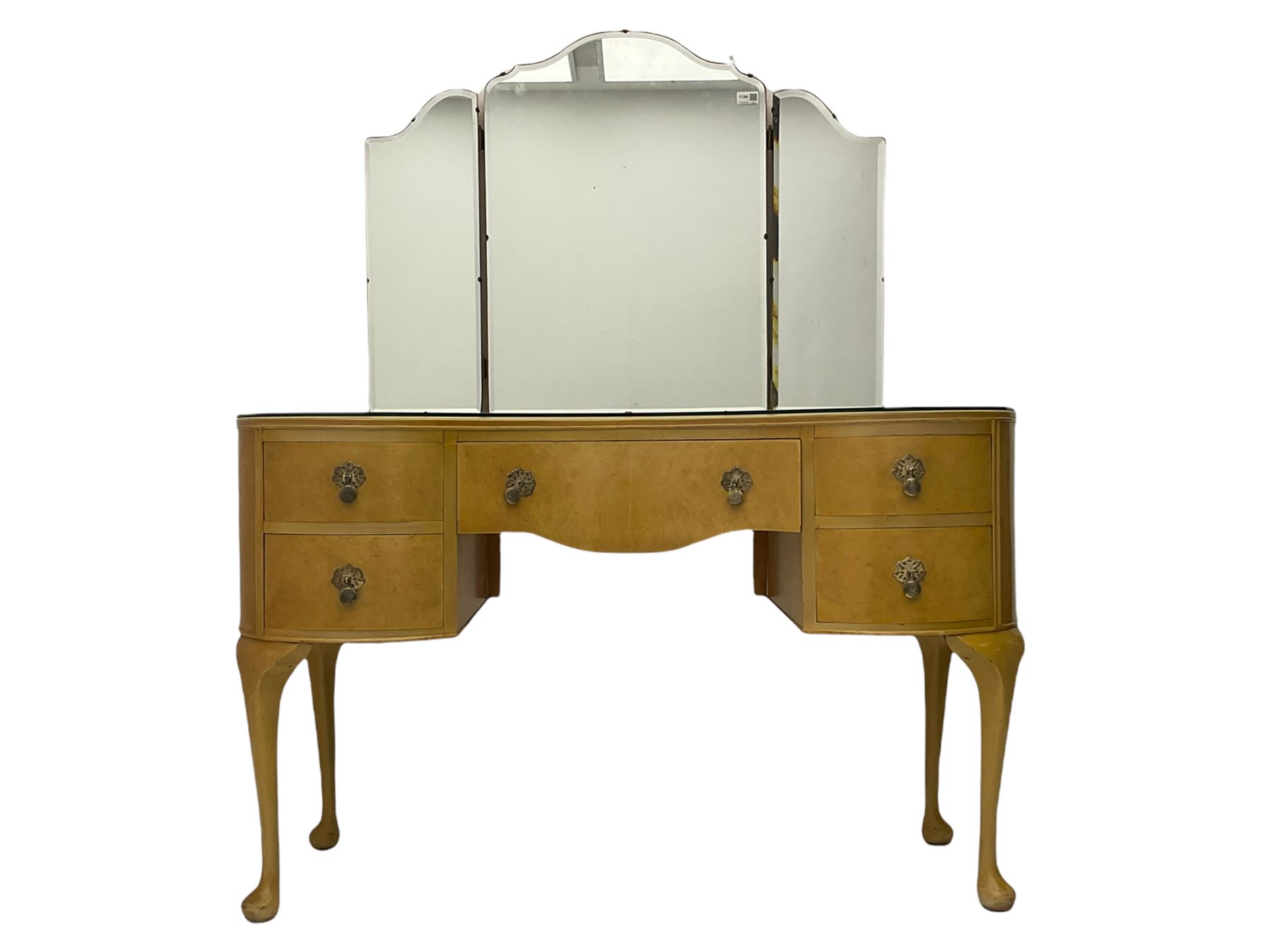 Black 3 Drawer Kneehole Desk  From Shanxi - 19th Century