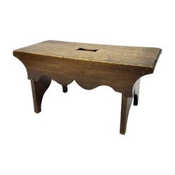 19th century oak miniature apprentice vernacular stool, H13.5cm