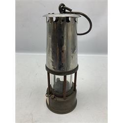 Miners Lamp The Protector, Eccles no 3533, with engraved plaque, H26cm