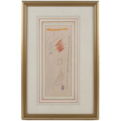 British School (Mid-20th Century): Abstract Shapes, watercolour and pencil on paper, faintly signed with monogram, 29cm x 11cm 
