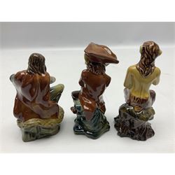 Nine Wade Collectables figures, comprising six Myths and Legends; King Canute, Mermaid, St George, Cornish Tin Mine Pixie, Puck and Green man, together with Lamb, Elephant and bear, a Wade Panda money box and two boxes of Wade Christmas Crackers