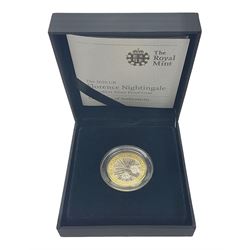 The Royal Mint United Kingdom 2010 ''Florence Nightingale' silver proof piedfort two pound coin, cased with certificate